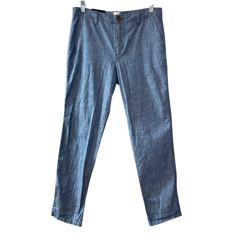 NWT Gap Girlfriend Khaki Chambray Blue cropped pants Women’s 2 (see meas.) - Picture 2 of 13